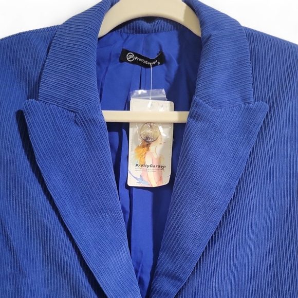 Pretty Garden Women's Blue Winter Corduroy Blazer Jacket Size Sm Oversized - Picture 8 of 16